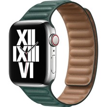 AktarMobile Apple Watch 38 mm 40 mm Uyumlu Baklalı Model Deri Kordon Mıknatıslı Deri Kayış Premium