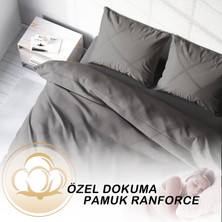 Monohome Gri Lux Pamuk Ranforce Çift Kişilik Nevresim Takımı