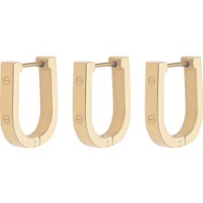Modamugo Çelik Üçlü U Küpe - Gold