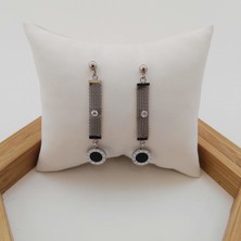 Modamugo Çelik Zirkon Taşlı Hasır Küpe - Rodyum