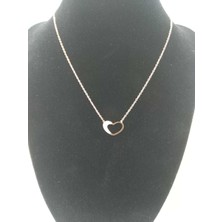 Modamugo Çelik Kolye Zirkon Taşlı Kalp Rose