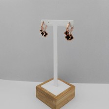 Modamugo Çelik Halka Sedef Üç Yoncalı Küpe - Rose