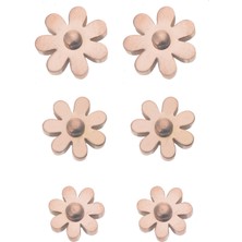 Modamugo Çelik Üçlü Papatya Çiçekli Küpe - Rose