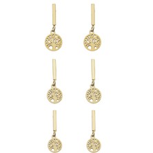 Modamugo Çelik Üçlü Hayat Ağacı Küpe - Gold