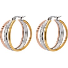 Modamugo Çelik Üç Halkalı Küpe - Mix Renk