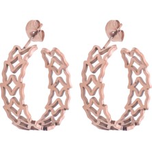 Modamugo Çelik Kelebekli Halka Küpe - Rose