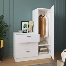 Robin Home Lyana Aynalı Şifonyer Gardırop Beyaz