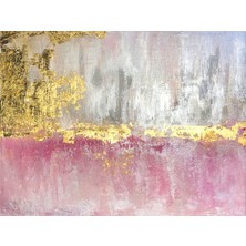 Design Kanvas Gold Pink Abstract Kanvas Tablo