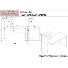 Kalender Dekor New Twin Çalışma Masası