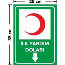 Mıgnatıs - İlk Yardım Dolabı Aşağı Ok Levhası - Dekote Malzeme 25X35Cm