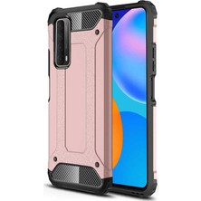 Kzy Huawei P Smart 2021 Kapak Çift Katmanlı Zırh Tank Kılıf Rose Gold