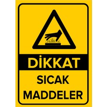 Mıgnatıs - Dikkat Sıcak Maddeler Levhası - Dekote Malzeme 25X35Cm