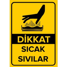 Mıgnatıs - Dikkat Sıcak Sıvılar Levhası - Dekote Malzeme 25X35Cm