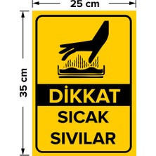 Mıgnatıs - Dikkat Sıcak Sıvılar Levhası - Dekote Malzeme 25X35Cm