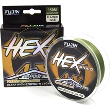 Fujin Hex Braid 4x 150MT 0,16 mm Kalınlığında Moss Green PE İp Misina 12 kg Çekeri