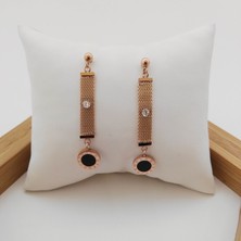 Modamugo Çelik Zirkon Taşlı Hasır Küpe - Rose