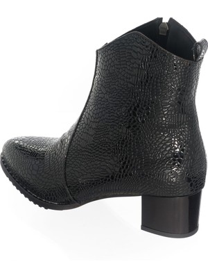 Costo Shoes K976 Siyah Rugan Baskılı Rahat Geniş Kalıp Büyük Numara Kadın Botları