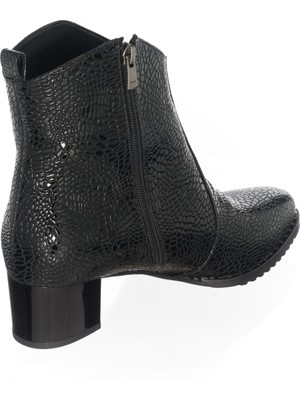 Costo Shoes K976 Siyah Rugan Baskılı Rahat Geniş Kalıp Büyük Numara Kadın Botları