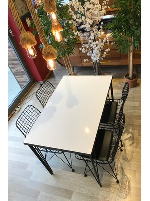 Mutfak Masası + 4 Sandalye Beyaz 110-70