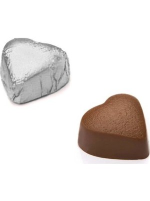 Melodi Çikolata Yaldızlı Mini Kalp Çikolata Gümüş Yaldızlı 500 gr