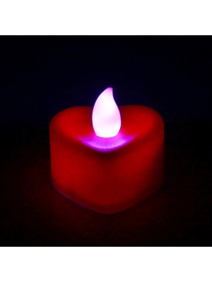 Süsle Bebek ve Parti Led Işıklı Pilli Tealight Kalp MuM, 4 cm x 2 cm - Renk Değiştiren Işık