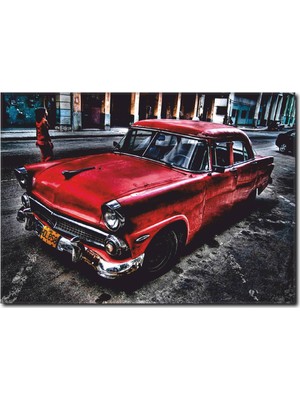 La Vita E Bella Kırmızı Nostalji Araba Temalı Kanvas Tablo CC-1002