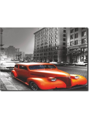 La Vita E Bella Turuncu Nostalji Araba Temalı Kanvas Tablo CC-1008