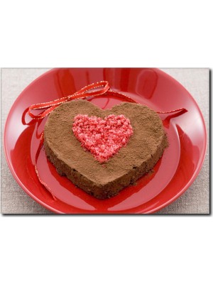 La Vita E Bella Kırmızı Kalp Kek Temalı Kanvas Tablo CP-1041