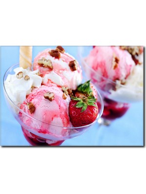 La Vita E Bella Çilekli Dondurma Temalı Kanvas Tablo CP-1071