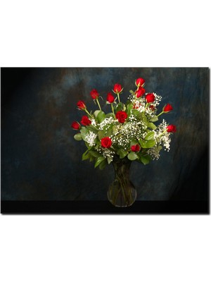 La Vita E Bella Cam Vazoda Gül Buketi Kanvas Tablo DC-1013