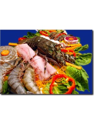 La Vita E Bella Deniz Ürünleri Tabağı Temalı Kanvas Tablo DZ-1002