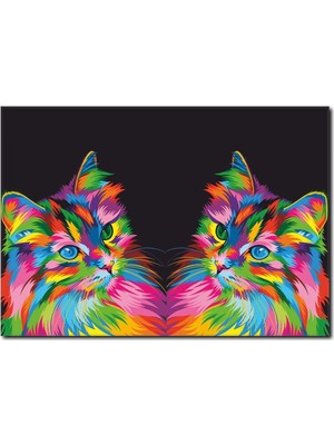 La Vita E Bella Renkli Kedi Temalı Popüler Tablo HA-1040