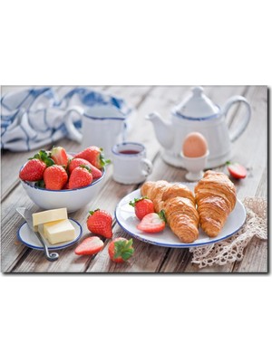 La Vita E Bella Çilekli Kruvasan Temalı Kanvas Tablo KH-1023