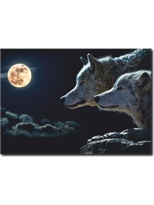 La Vita E Bella Gece ve Kurtlar Kanvas Tablo MN-1090