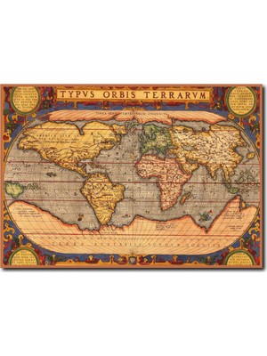 La Vita E Bella Eskitme Antika Harita Kanvas Tablo MP-1009