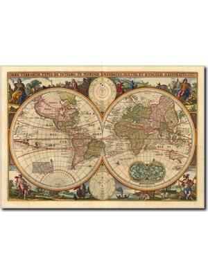 La Vita E Bella Eskitme Retro Harita Kanvas Tablo MP-1010