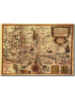 La Vita E Bella Eskitme Retro Harita Kanvas Tablo MP-1011