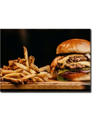 La Vita E Bella Patates Eşliğinde Hamburger Kanvas Tablo PH-1002