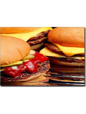 La Vita E Bella Peynirli Hamburger Temalı Kanvas Tablo PH-1035