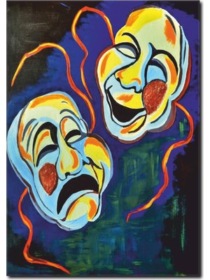 La Vita E Bella Gülen ve Ağlayan Yüz Kanvas Tablo RT-1026