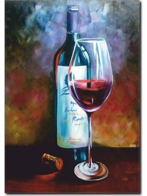 La Vita E Bella Şarap Şişesi Ve Kadeh Yağlı Boya Tablo RT-1029