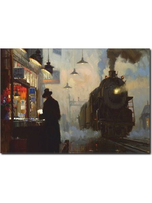 La Vita E Bella Tren Garı Manzara Yağlı Boya Kanvas Tablo RT-1038