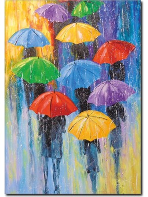 La Vita E Bella Renkli Şemsiyeler Yağlı Boya Tablo RT-1042