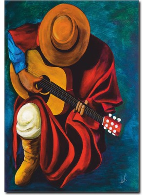La Vita E Bella Gitar Çalan Şapkalı Adam Tablosu RT-1052