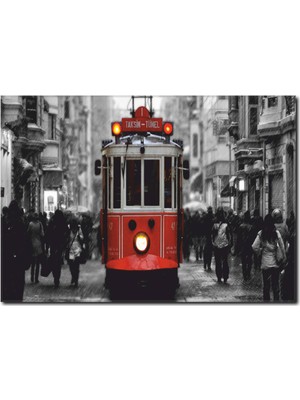 La Vita E Bella İstiklal Caddesi ve Nostaljik Tramvay Siyah Beyaz Tablo SB-1016