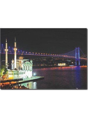 La Vita E Bella İstanbul Gece Manzaralı Kanvas Tablo ST-1025