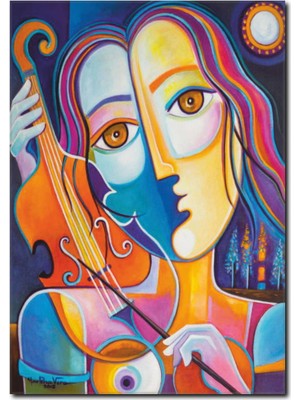 La Vita E Bella Keman Çalan Kız Soyut Kanvas Tablo SY-1025