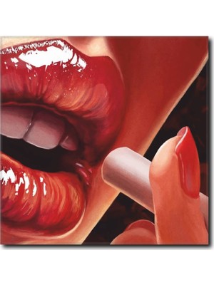 La Vita E Bella Kırmızı Rujlu Kadın Kanvas Tablo WM-1045