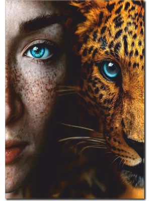 La Vita E Bella Kadın ve Leopar Temalı Kanvas Tablo WM-1061