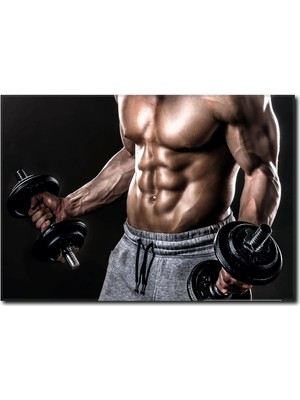 La Vita E Bella Ağırlık Çalışan Sporcu Vücutlu Erkek Kanvas Tablo YF-1005